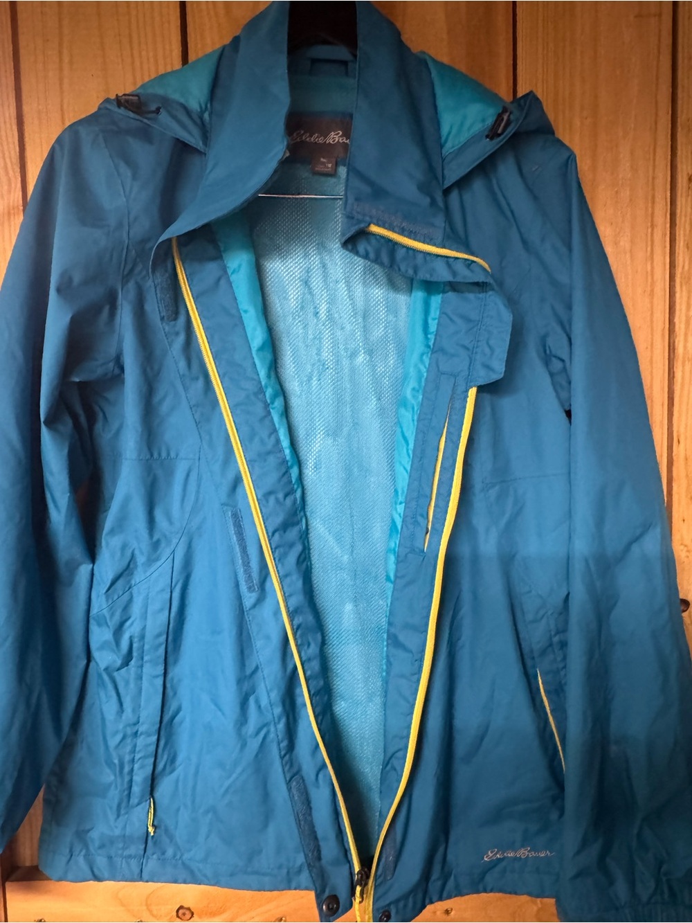 Eddie Bauer Blue Ski Jacket with Yellow Trim